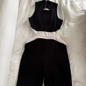 Black and White Sleeveless Jumpsuit